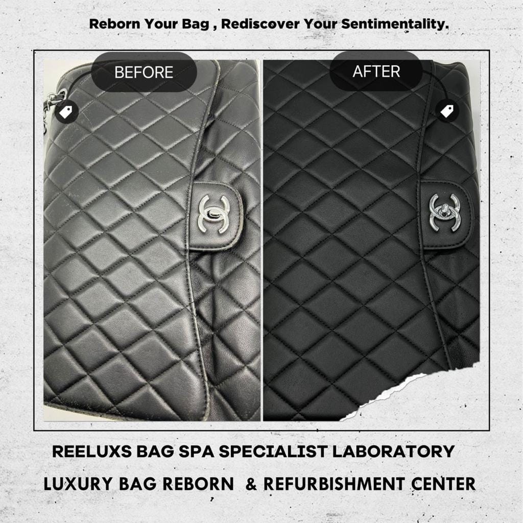 Classic Flap Bag Refurbishment: Color Restoration, Corner Repair, and Chain Leather — frame 12