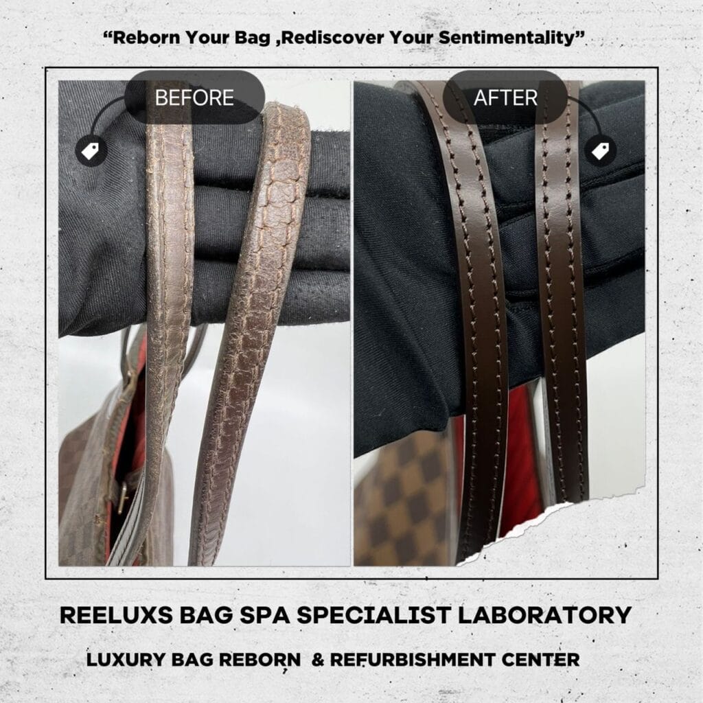Expert Refurbishment for LOUIS VUITTON NEVERFULL DAMIER MM: Repairing Cracked Leather &… — frame 10