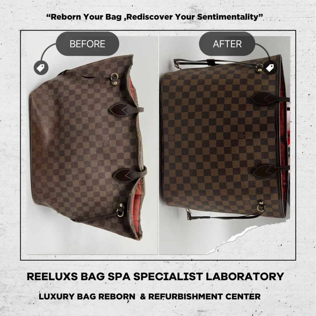 Expert Refurbishment for LOUIS VUITTON NEVERFULL DAMIER MM: Repairing Cracked Leather &… — frame 13