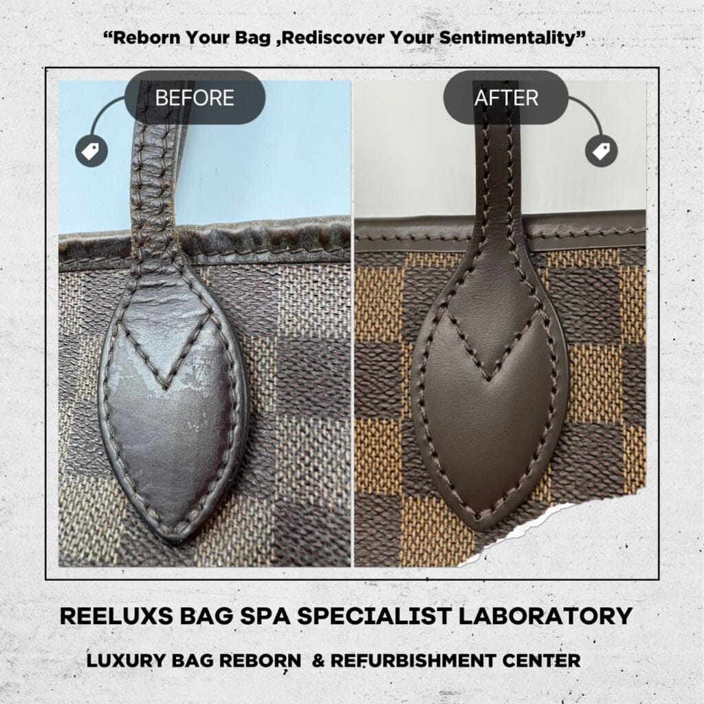 Expert Refurbishment for LOUIS VUITTON NEVERFULL DAMIER MM: Repairing Cracked Leather &… — frame 5