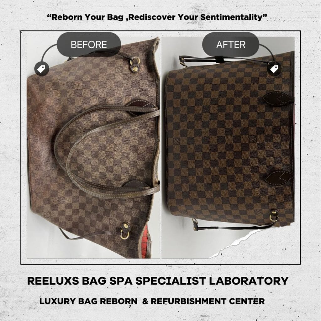 Expert Refurbishment for LOUIS VUITTON NEVERFULL DAMIER MM: Repairing Cracked Leather &… — frame 19