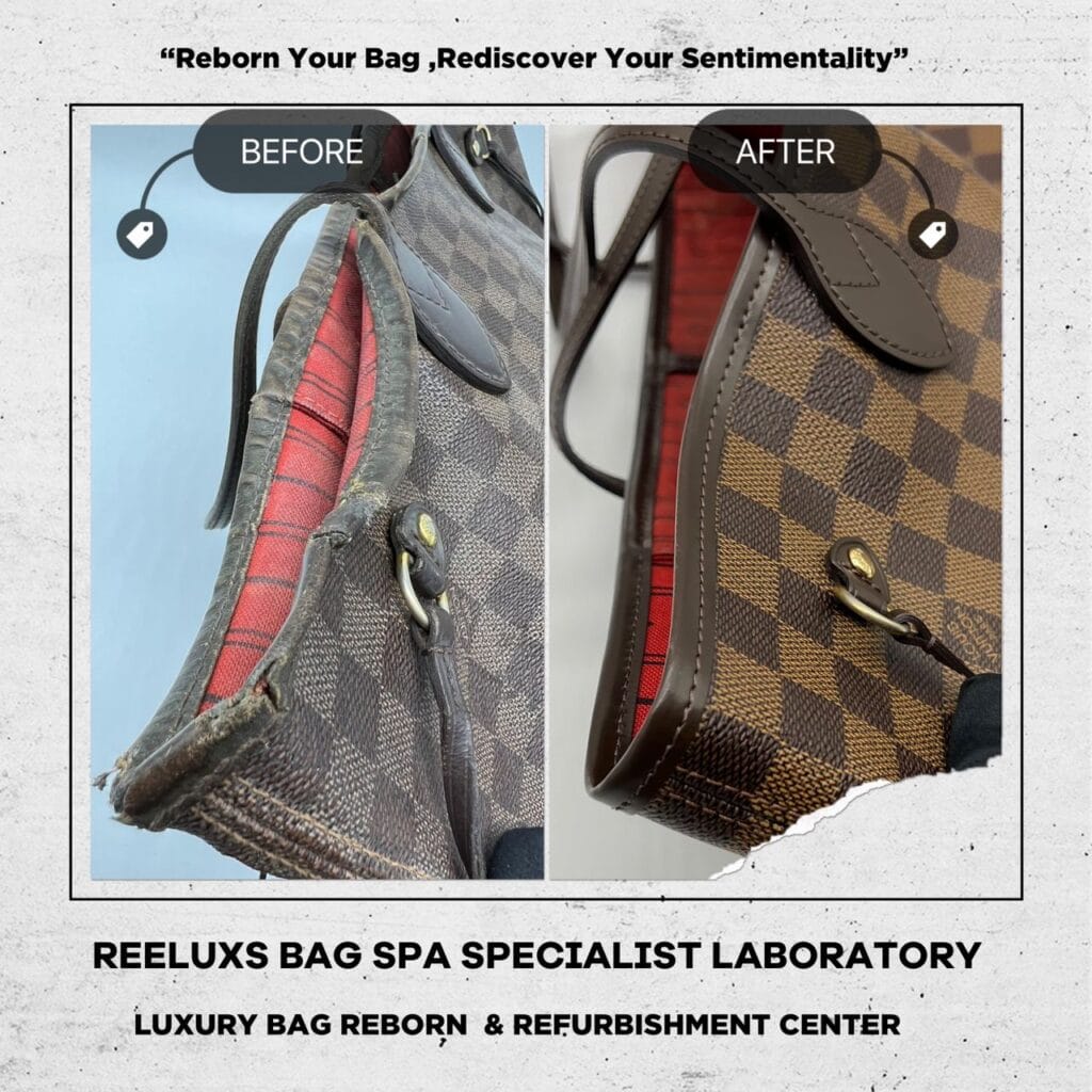 Expert Refurbishment for LOUIS VUITTON NEVERFULL DAMIER MM: Repairing Cracked Leather &… — frame 9