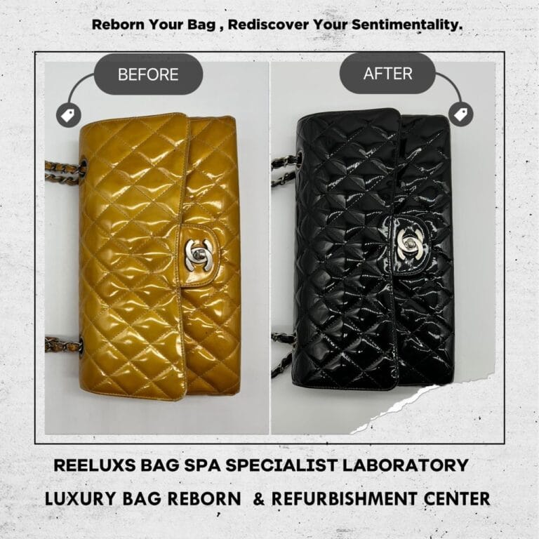 CHANEL MEDIUM DOUBLE FLAP PATENT CLASSIC BAG Color Oxidation Patent Leather Restoration
