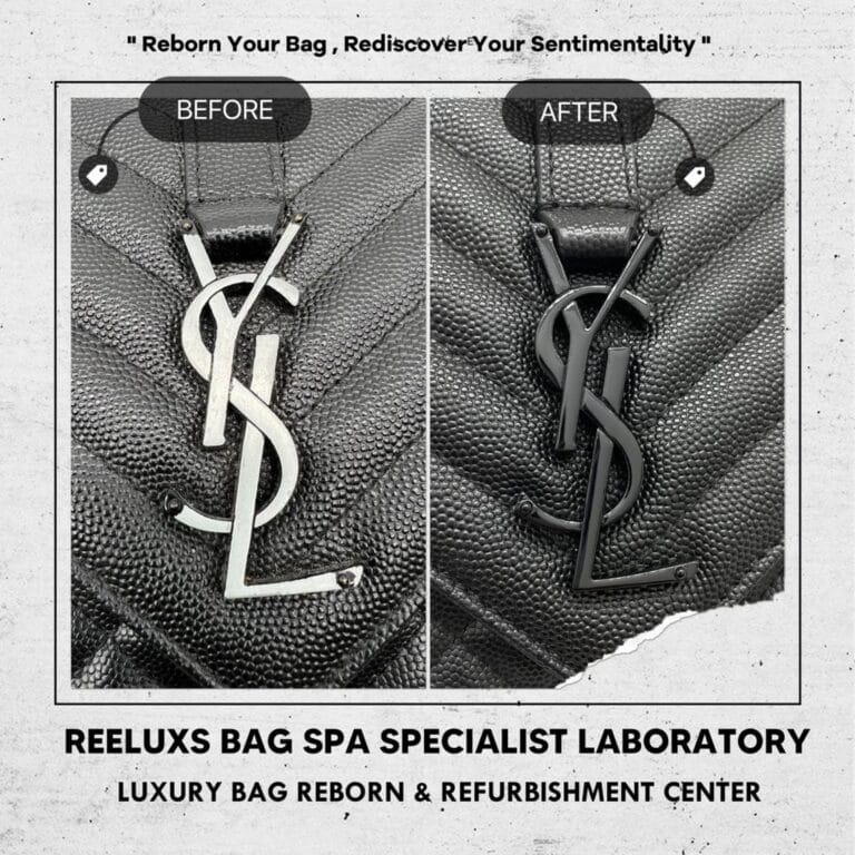 YSL Envelope Bag Logo Black Coating Peel Off & Tarnished Logo Black Re-plating