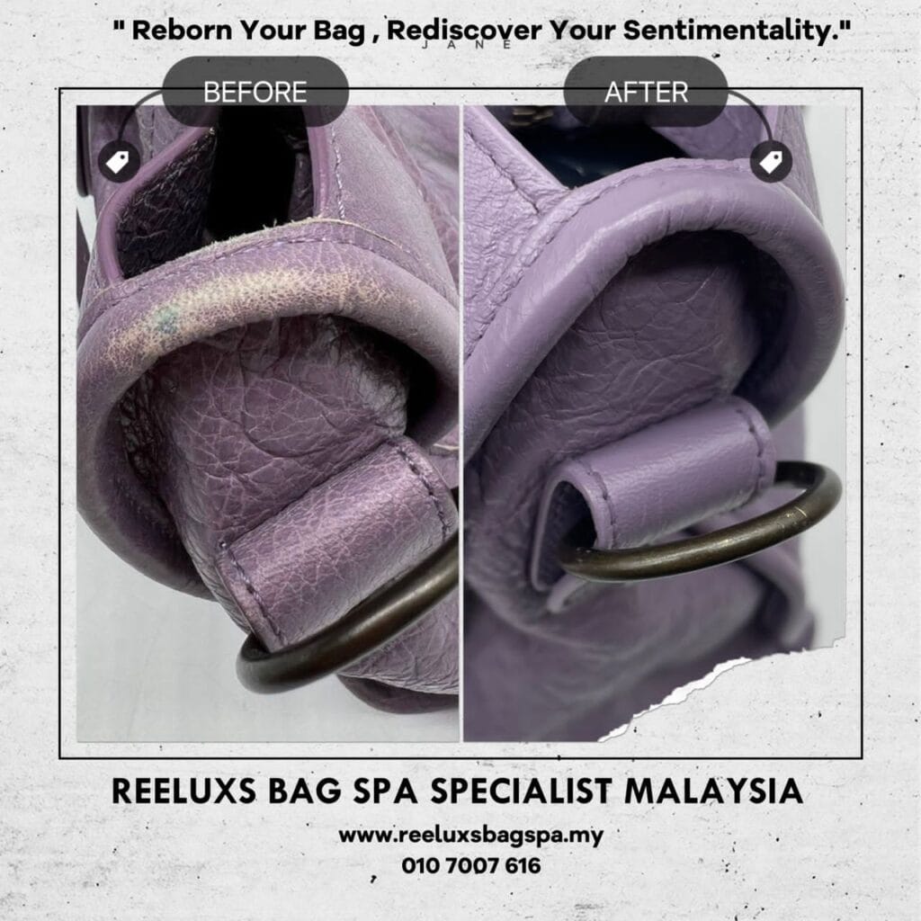 CITY SATCHEL PURPLE BAG Corner Dameged & Color Faded — frame 3