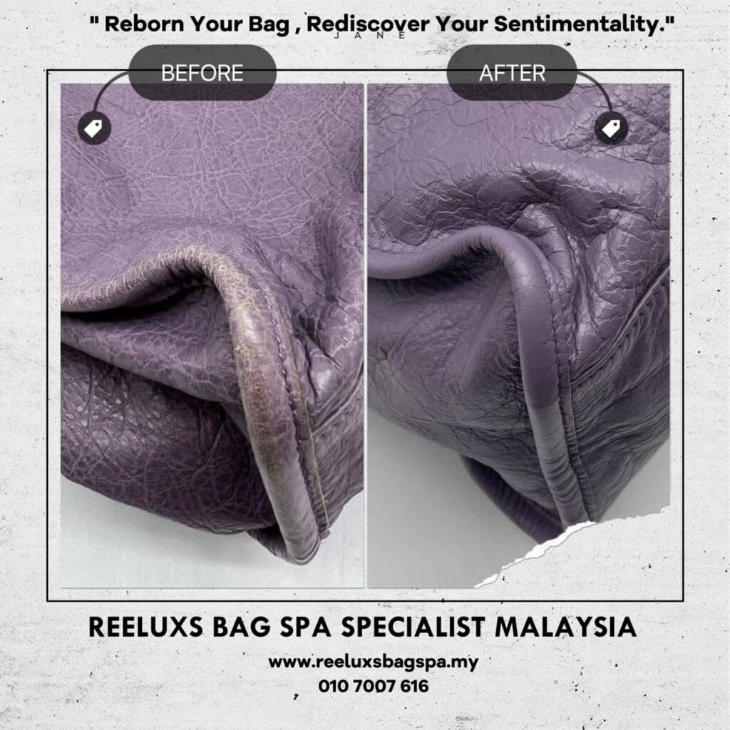 CITY SATCHEL PURPLE BAG Corner Dameged & Color Faded — frame 4