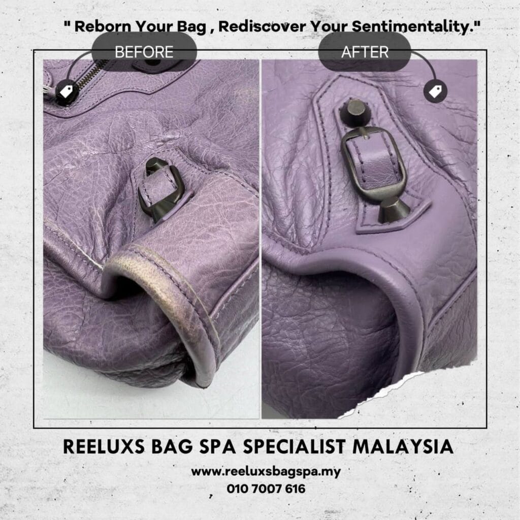 CITY SATCHEL PURPLE BAG Corner Dameged & Color Faded — frame 7