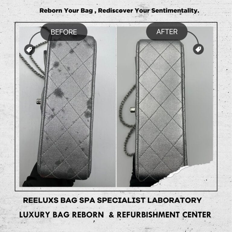Chanel Mini Flap Bag With Top Handle Metallic Mold Oxidation Restoration
