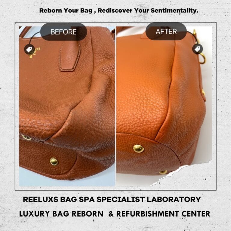 Prada ORANGE DAINO LEATHER TOP ZIP TOTE BAG Color Restoration