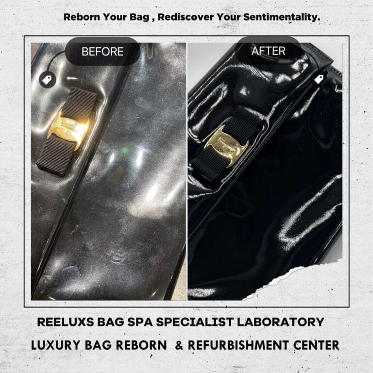 SALVATORE FERRAGAMO CLUTCH Patent Leather Color & Mold Oxidation Patent Restoration