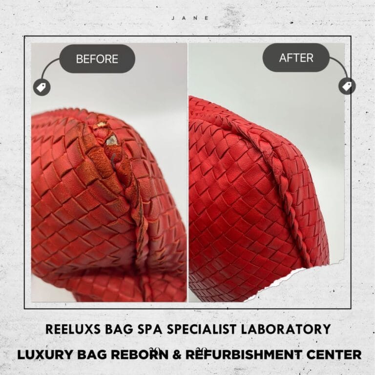 Bottega Veneta Intrecciato Hobo Bag in Red leather Color Faded & Corner Damaged Restoration