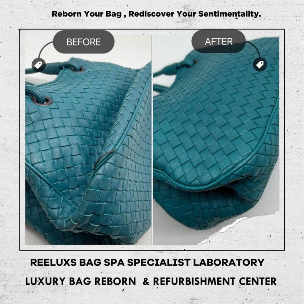 Intrecciato Hobo Bag in Red leather Color Faded & Corner Damaged Restoration — frame 2