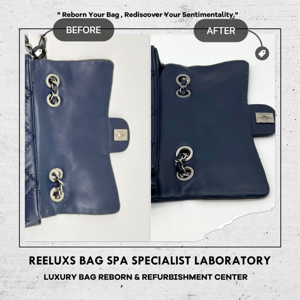 Lambskin Ultimate Stitch Flap Blue Corner Damaged Color Faded — frame 10