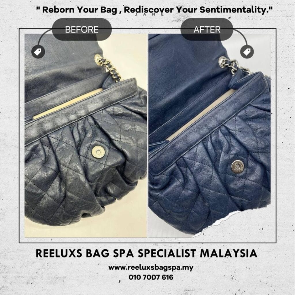 Chain Around Navy Medium Flap Bag Color Faded — frame 3