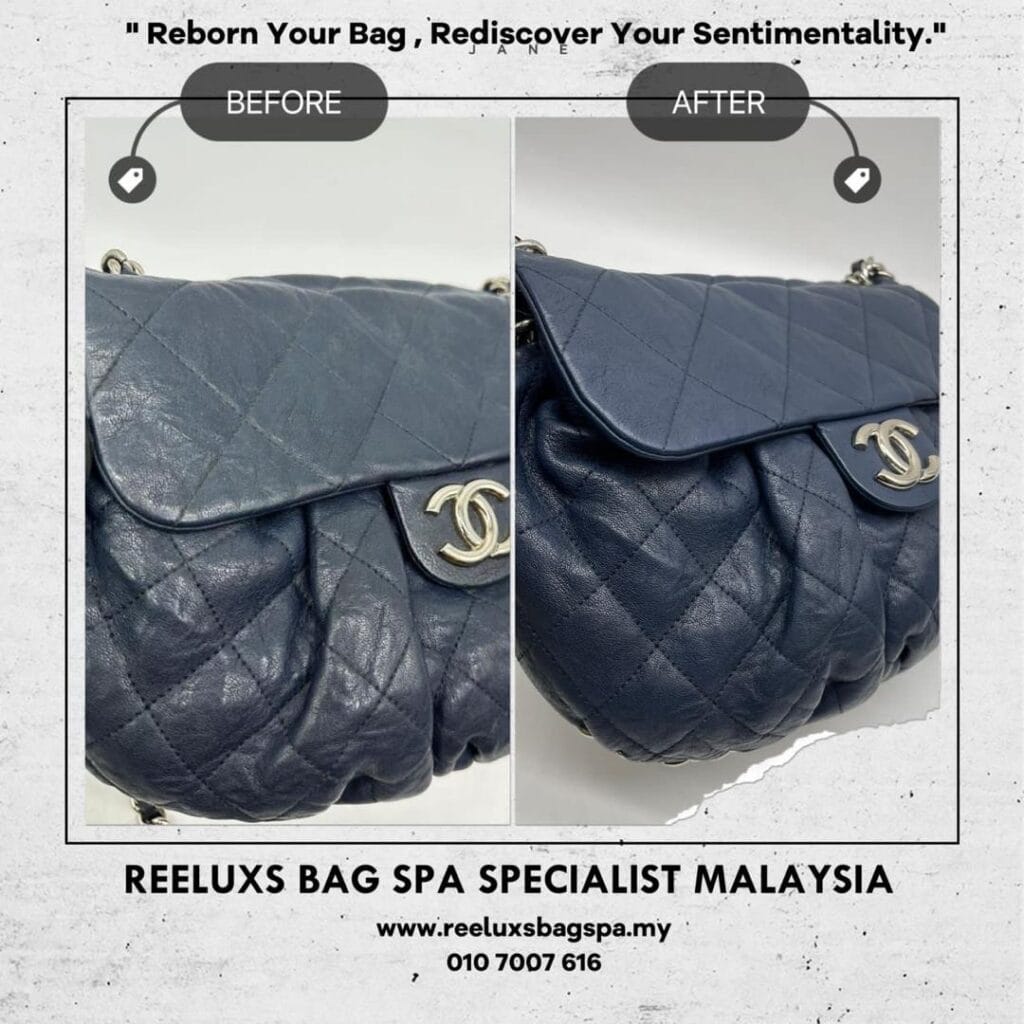 Chain Around Navy Medium Flap Bag Color Faded — frame 1