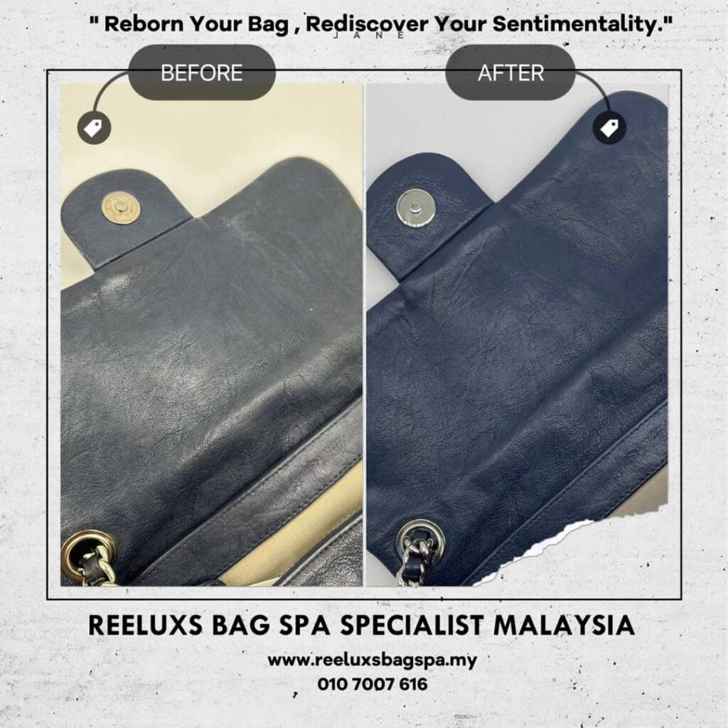 Chain Around Navy Medium Flap Bag Color Faded — frame 5