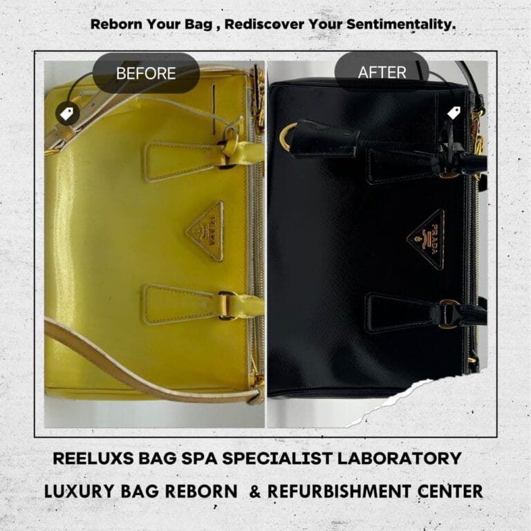 Prada Bag Patent Leather Color Damaged Oxidation Yellow Color Change To Black Restoration
