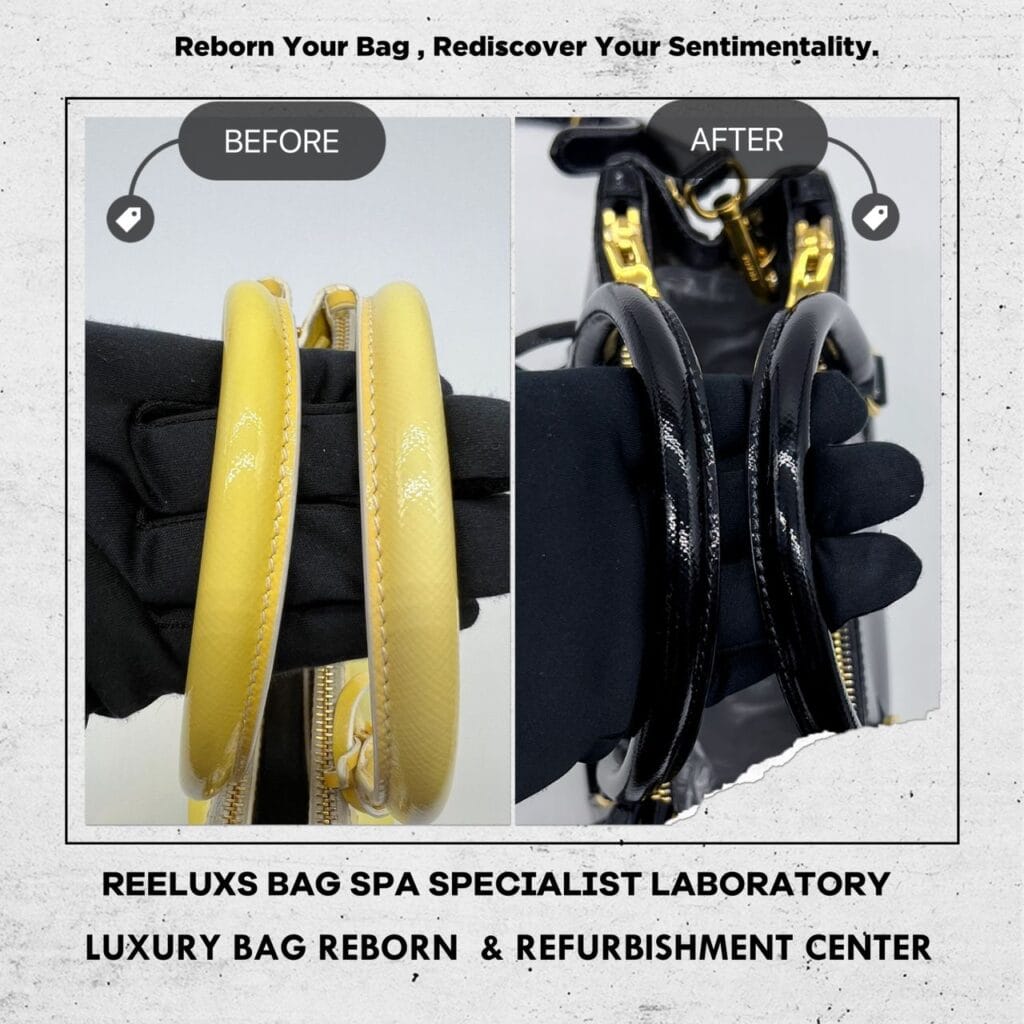 Bag Patent Leather Color Damaged Oxidation Yellow Color Change To Black — frame 7