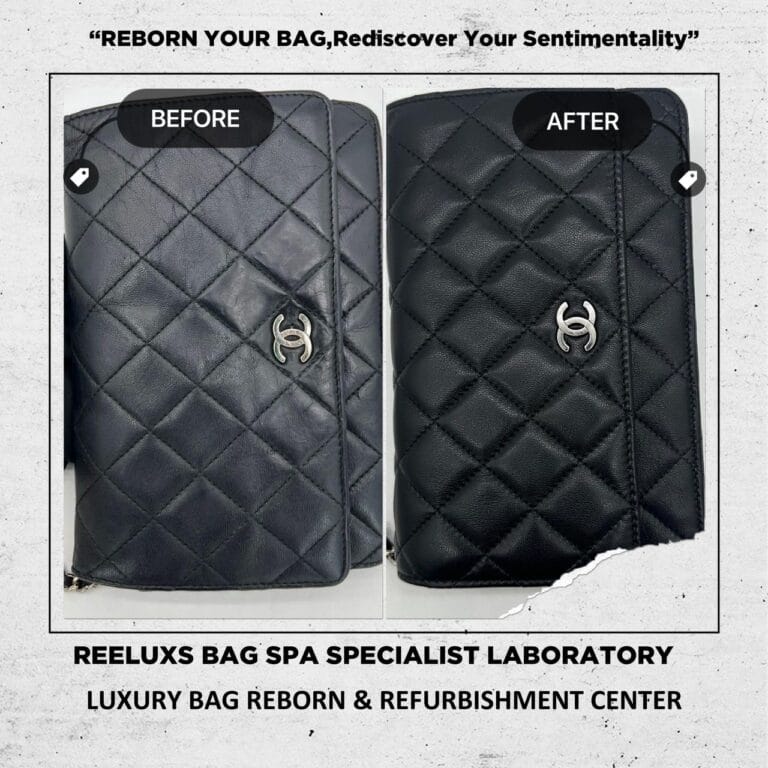 Chanel Black Quilted Leather Classic Wallet on Chain Entire Leather Crack & Damage Leather Oxidation Refurbishment