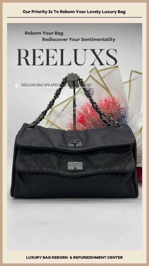 Double Foldover Twist Closure Smooth Lambskin Tote Bag Black Stain Yellowish Problem… — frame 2