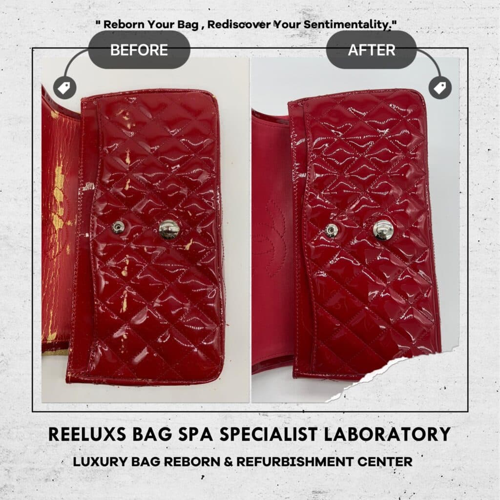Red Quilted Patent Leather Classic Medium Double Flap Bag Color Trasnfer Leather… — frame 6