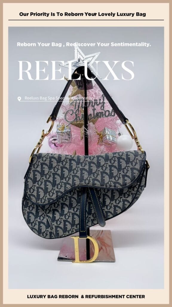 CHRISTIAN DIOR SADDLE BAG MONOGRAM NAVY BLUE CANVAS MINI Leather Color Restoration… — frame 2