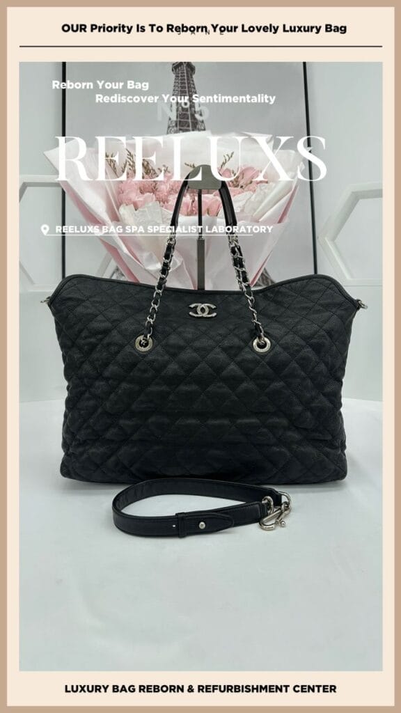 Black Quilted Leather Classic Wallet on Chain Entire Leather Crack & Damage… — frame 2