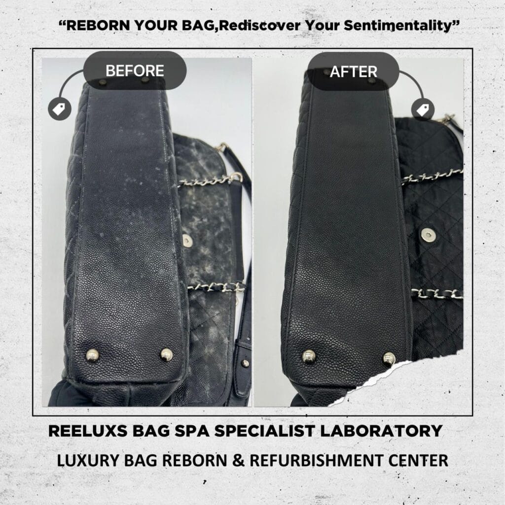Black Quilted Leather Classic Wallet on Chain Entire Leather Crack & Damage… — frame 5