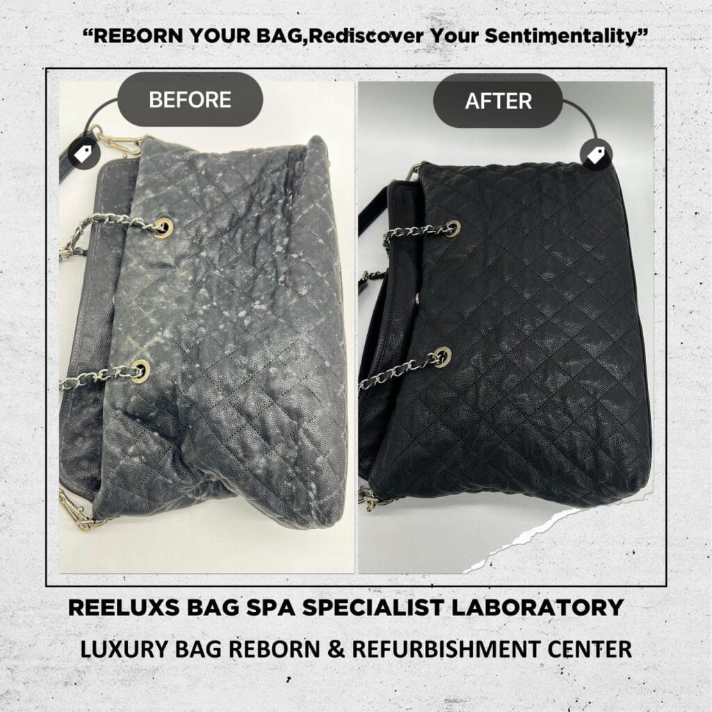 Black Quilted Leather Classic Wallet on Chain Entire Leather Crack & Damage… — frame 8