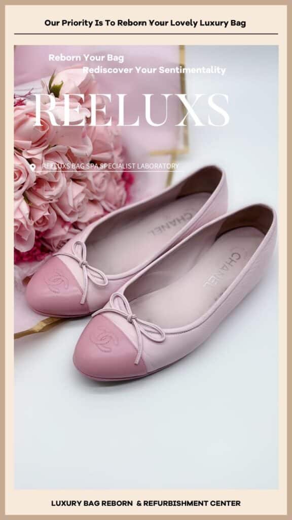 Pink Ballerinas Shoes Leather Scratch Peel Off Color Faded Restoration — frame 2