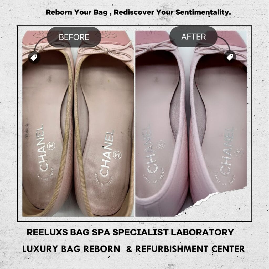 Pink Ballerinas Shoes Leather Scratch Peel Off Color Faded Restoration — frame 3