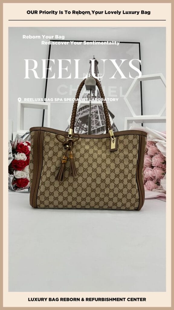 Bella GG Canvas Tote Bag Fabric Repair Entire Leather Broken Damaged Replacement — frame 2
