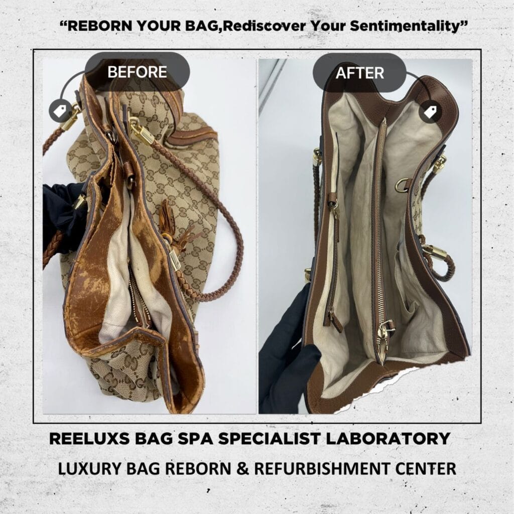 Bella GG Canvas Tote Bag Fabric Repair Entire Leather Broken Damaged Replacement — frame 6
