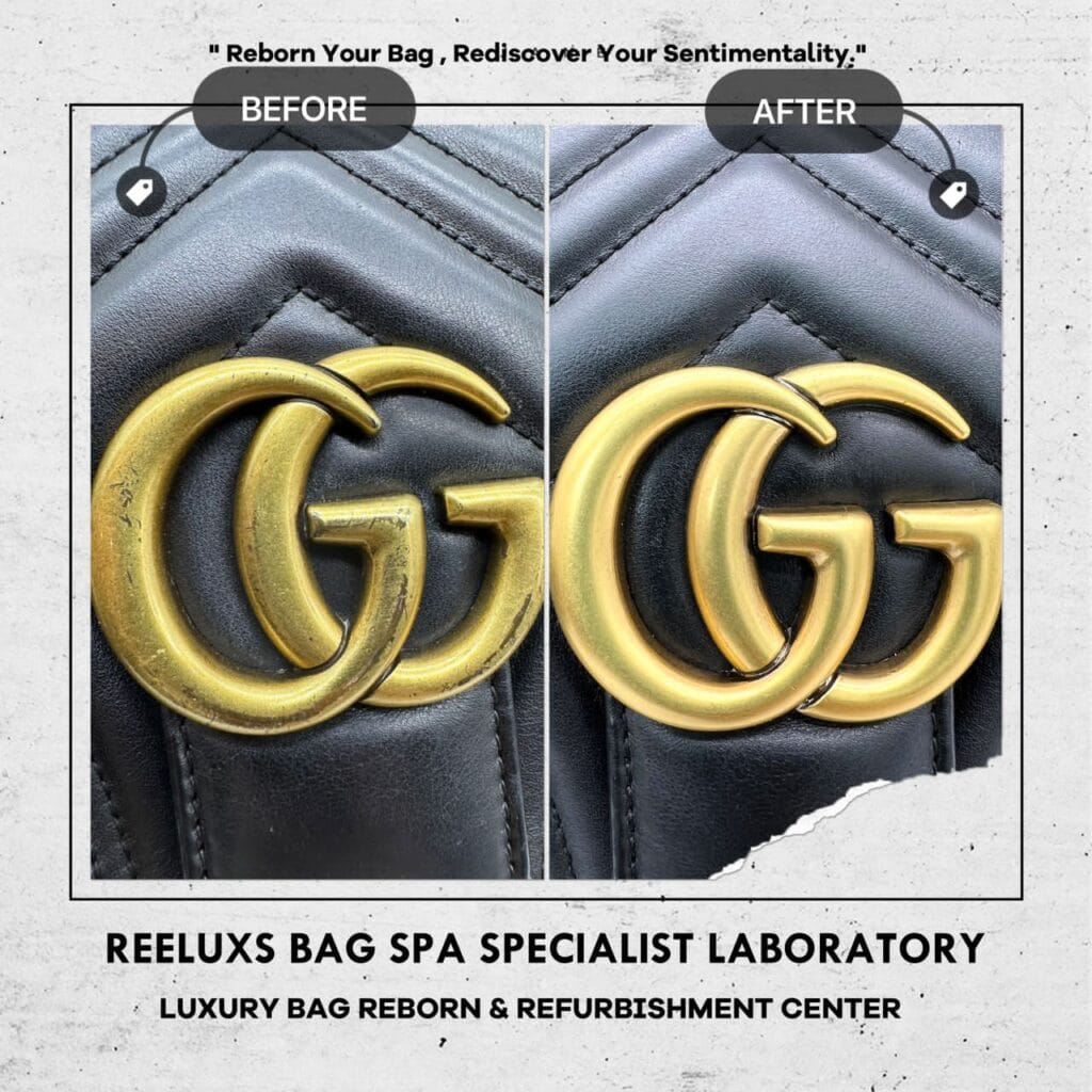 GG Marmont Black Color Damaged Hardware Rusty Tarnish Refurbishment — frame 6