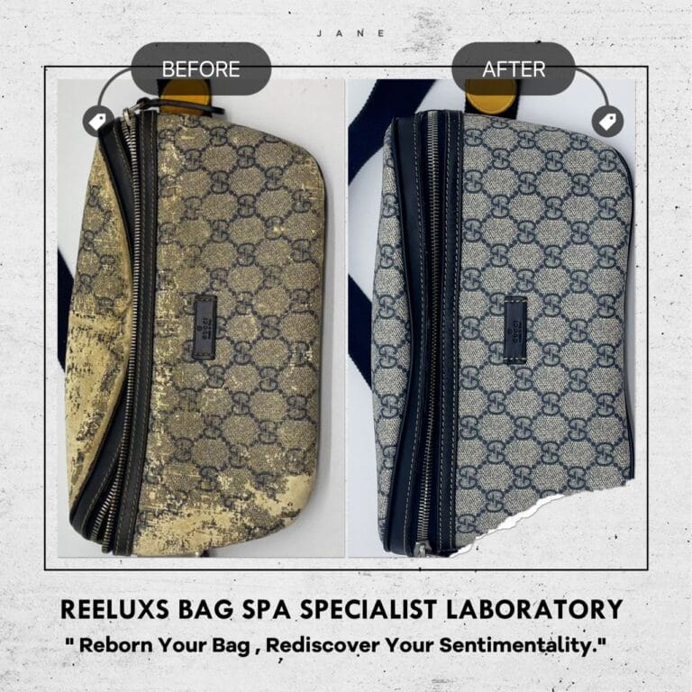 Gucci GG Supreme Navy Crossbody Bag Leather Color Faded Canvas Melted Oxidation Replacement & Refurbishment