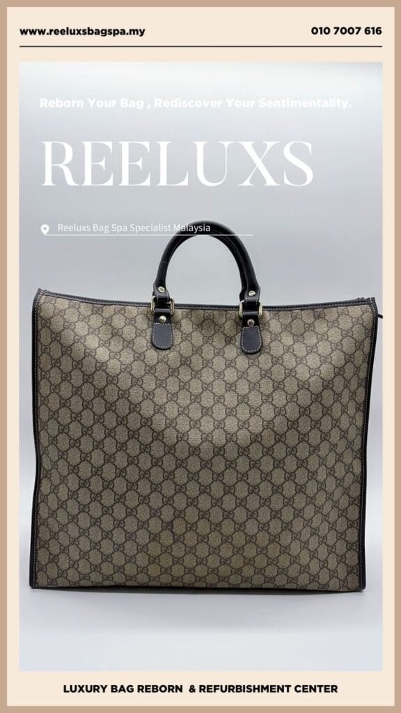 Large Square Zip Tote Bag Entire Leather Crack Damaged Broken Faded Oxidation… — frame 2