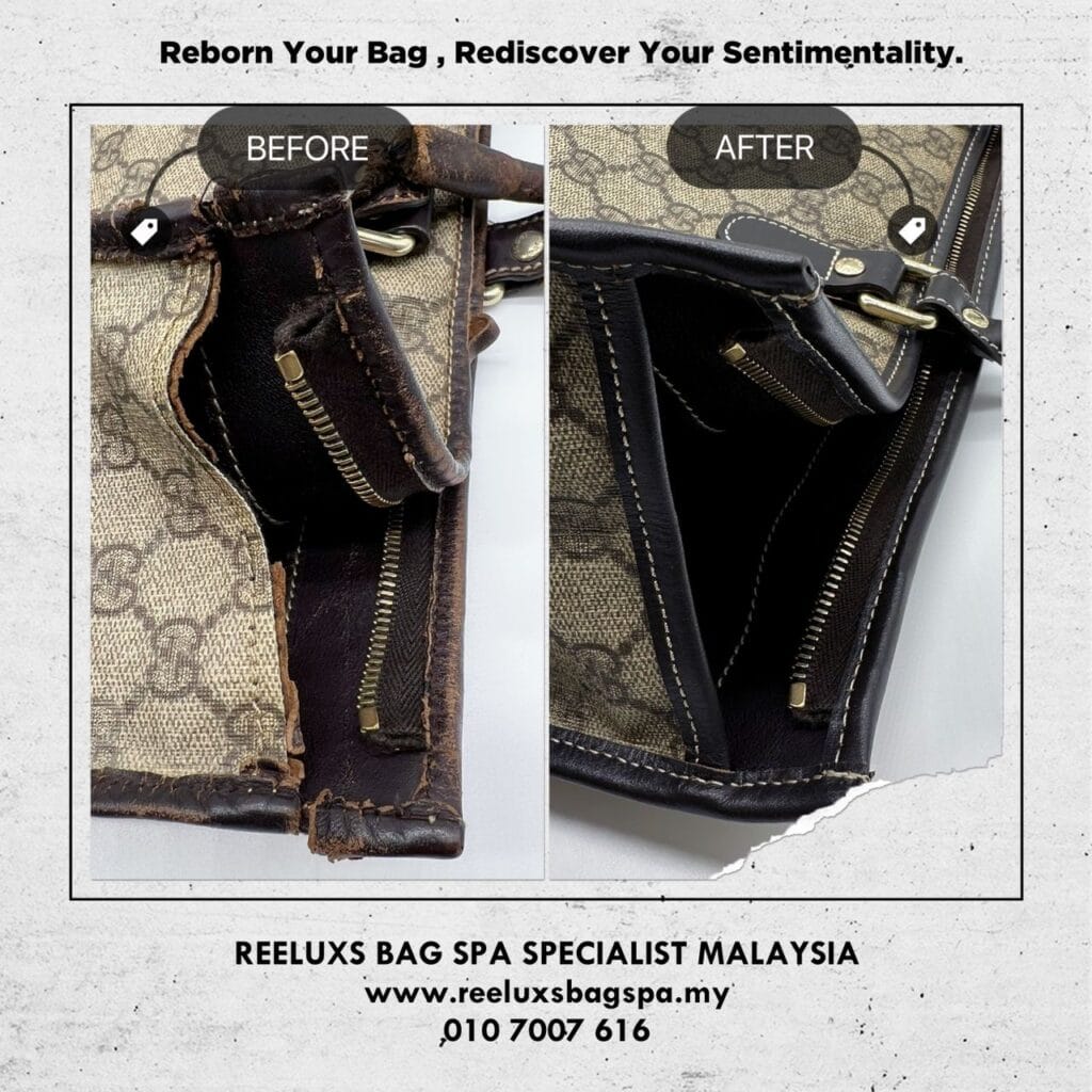 Large Square Zip Tote Bag Entire Leather Crack Damaged Broken Faded Oxidation… — frame 4