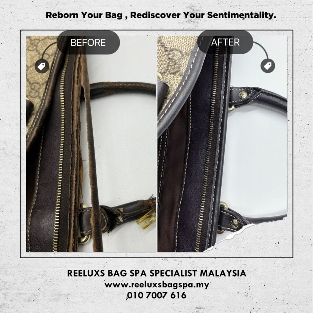 Large Square Zip Tote Bag Entire Leather Crack Damaged Broken Faded Oxidation… — frame 5
