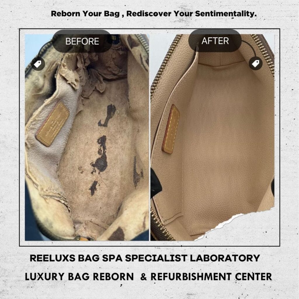 LOUIS VUITTON Pochette Cosmetic Makeup Pouch Interior Oxidation Damaged Refurbishment 5