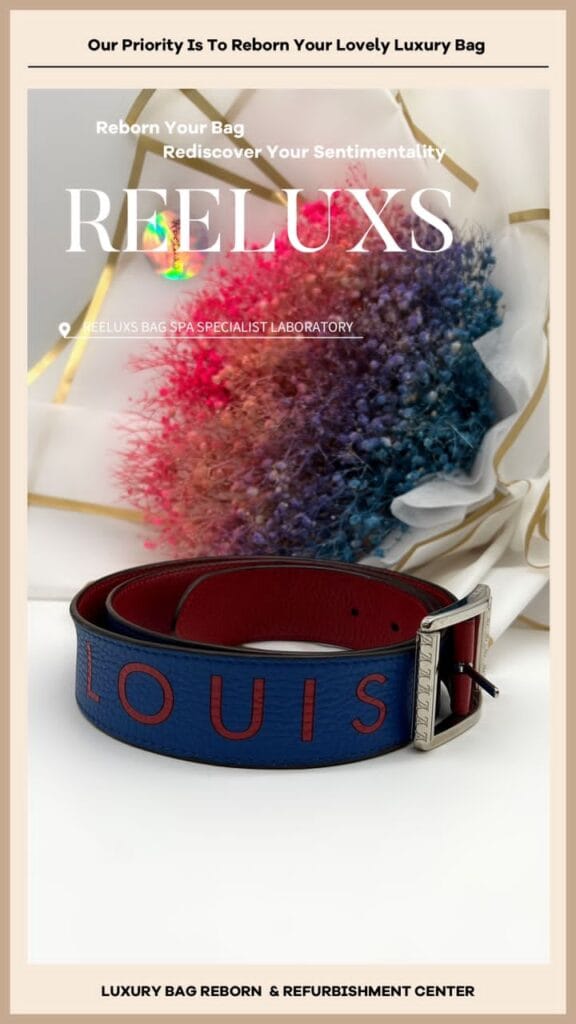 Sainteur Reverso Reversible Belt Blue Red Taurillon Leather Men’s Oil Edge Sticky… — frame 2