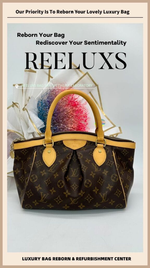 LOUIS VUITTON Tivoli PM Hand Monogram Leather Brown Bag Entire Vachetta Crack & Damaged Stain Oxidation Refurbishment — frame 2