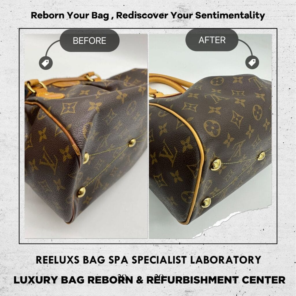 LOUIS VUITTON Tivoli PM Hand Monogram Leather Brown Bag Entire Vachetta Crack & Damaged Stain Oxidation Refurbishment — frame 3