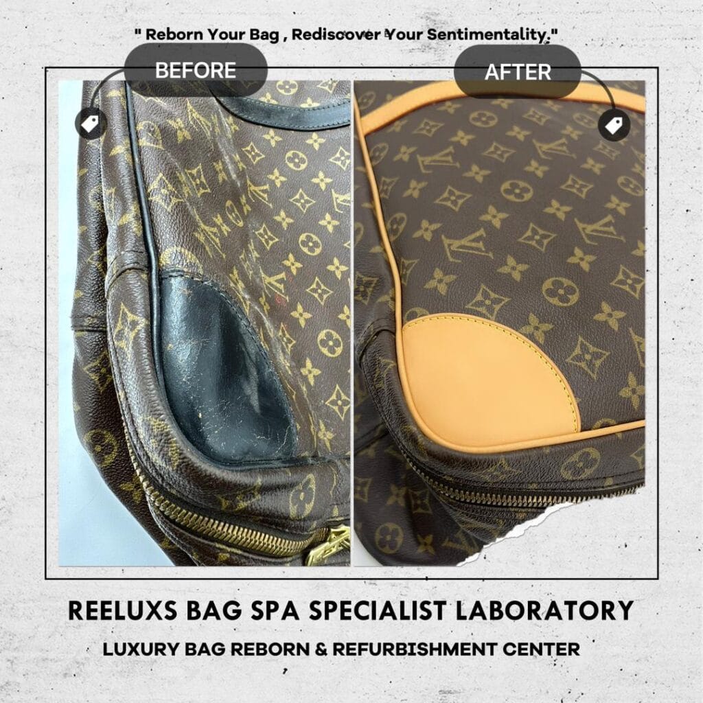 Louis Vuitton Monogram Boston Bag Entire Black Vachetta Leather Crack & Damaged… — frame 3