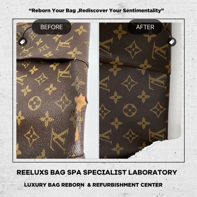 Louis Vuitton Monogram Canvas Menilmontant MM Bag Canvas Broken Damaged Vachetta Faded Cracked Stain Oxidation Replacement & Refurbishment