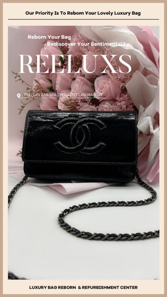 CC WOC Patent Leather Wallet on Chain Shoulder Bag Black Color Faded… — frame 10