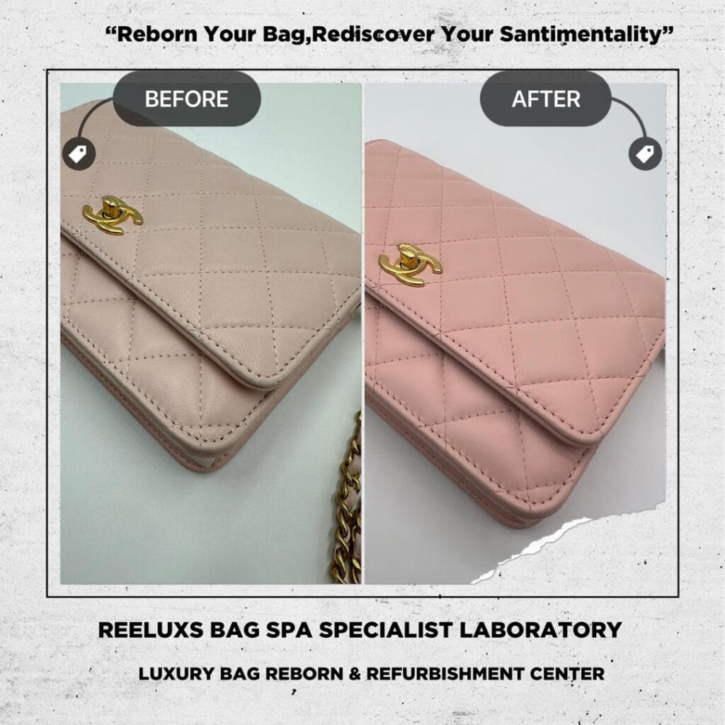 Lambskin Quilted Leather Wallet on Chain Color Transfer Damaged — frame 2