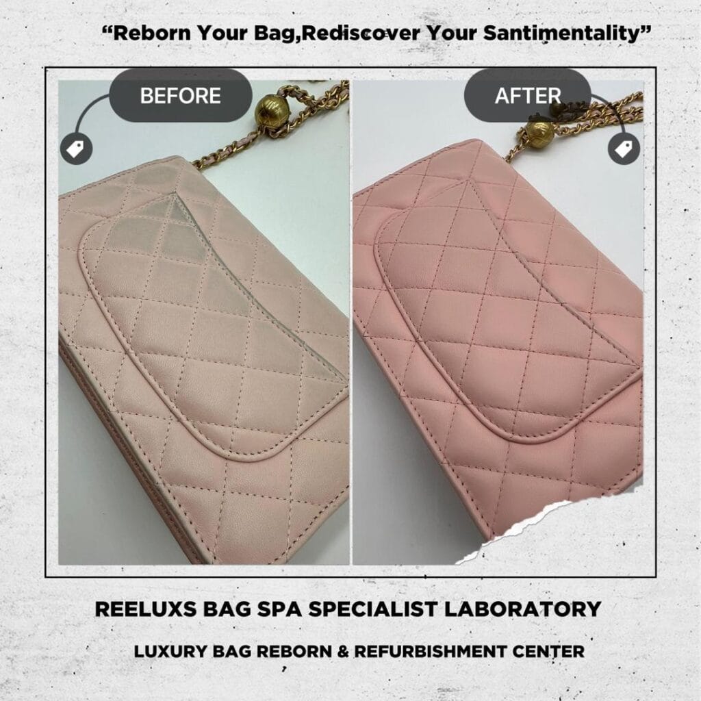 Lambskin Quilted Leather Wallet on Chain Color Transfer Damaged — frame 4