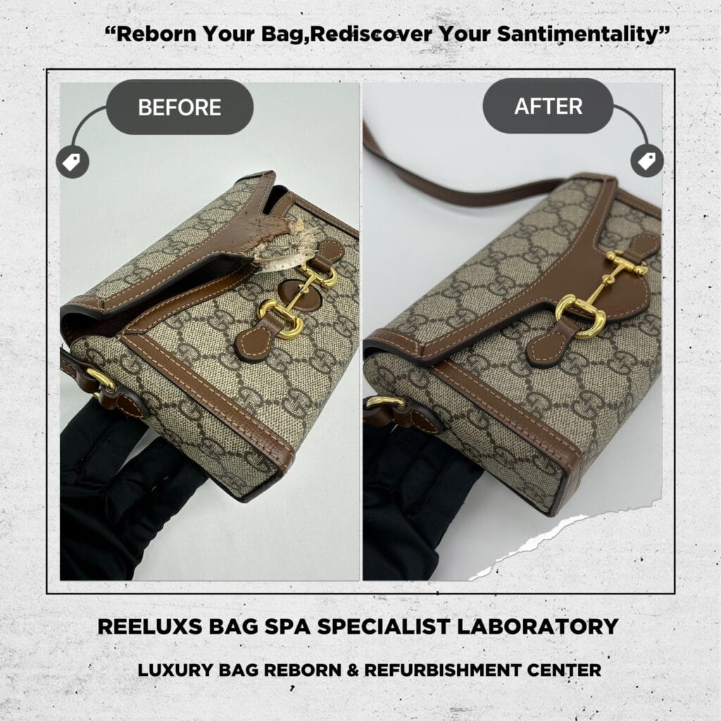 GG SUPREME Monogram Canvas Mini Horsebit Shoulder Bag Leather Bitten Damaged Canvas… — frame 3