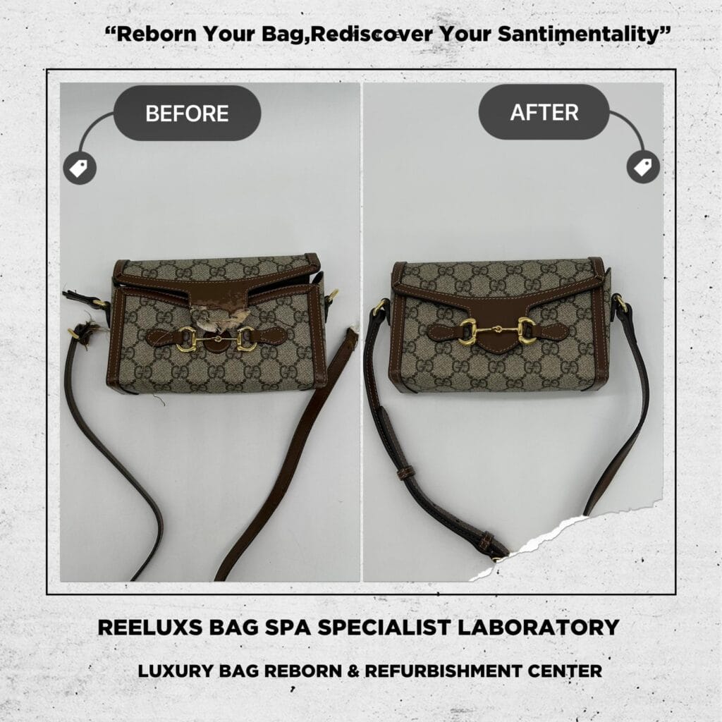 GG SUPREME Monogram Canvas Mini Horsebit Shoulder Bag Leather Bitten Damaged Canvas… — frame 6