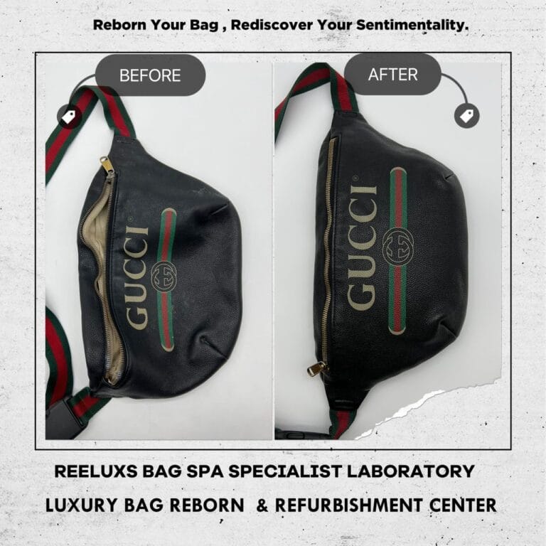 GUCCI Logo GG Print Leather Cross Body Bag Deep Cleaning Zip Treatment & Color Faded Restoration